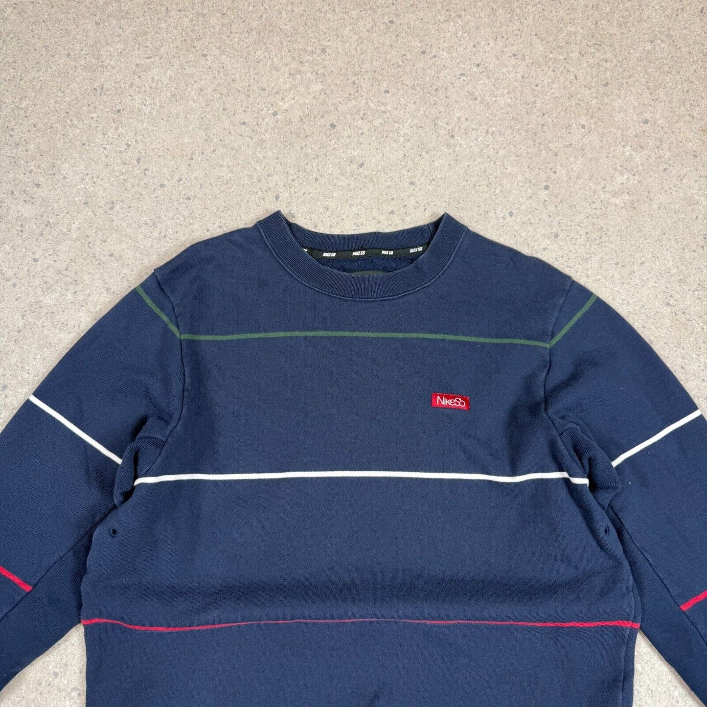 Nike SB Sweatshirt Medium Navy Striped Embroidered Logo