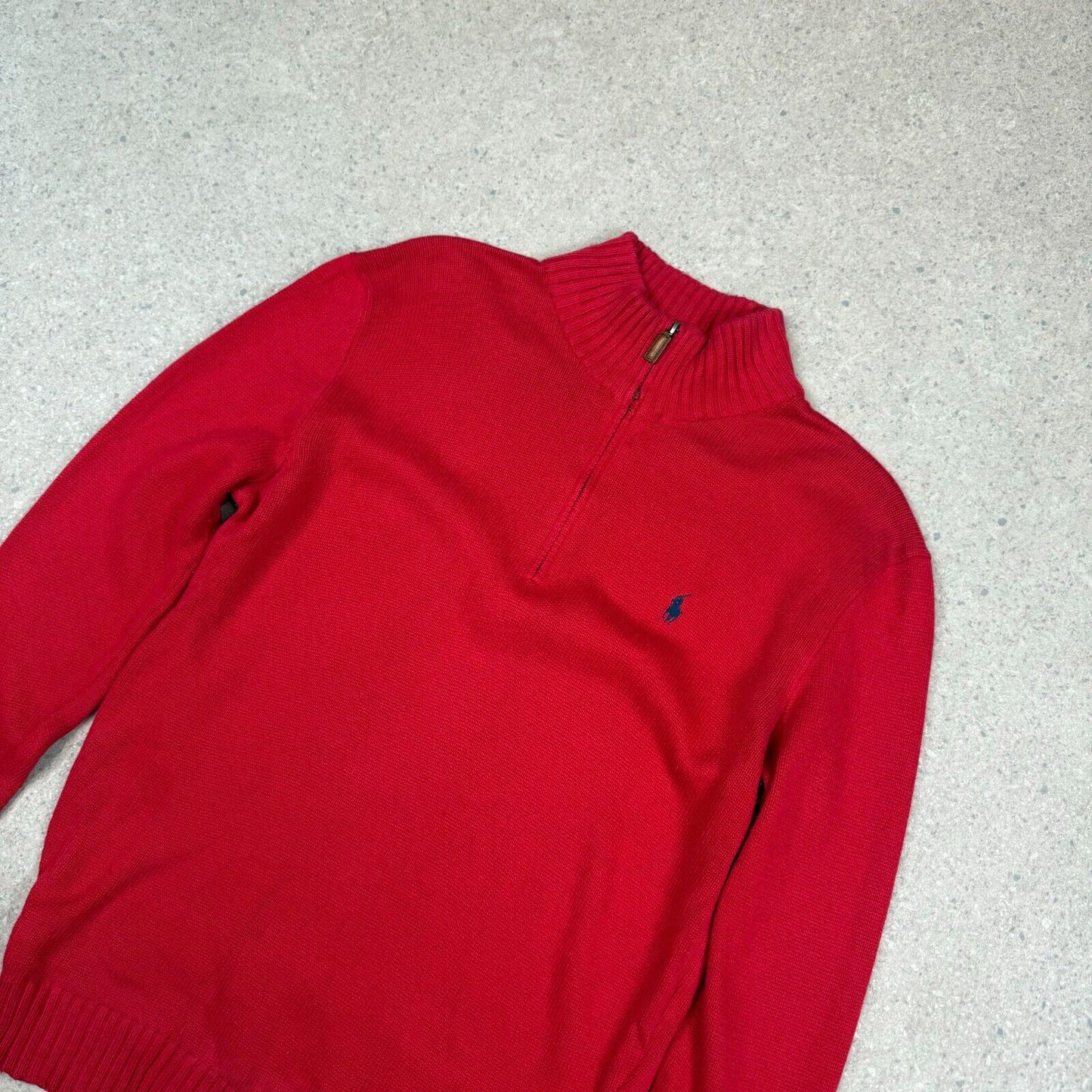 Ralph Lauren 1/4 Zip Jumper Large Red Cotton