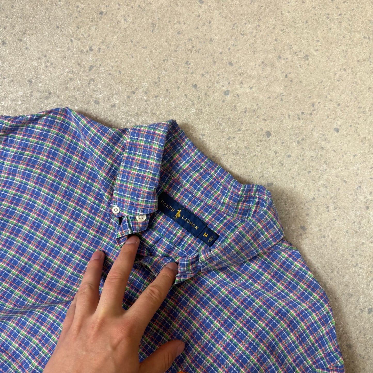 Ralph Lauren Shirt Medium Check Navy Orange Colourway