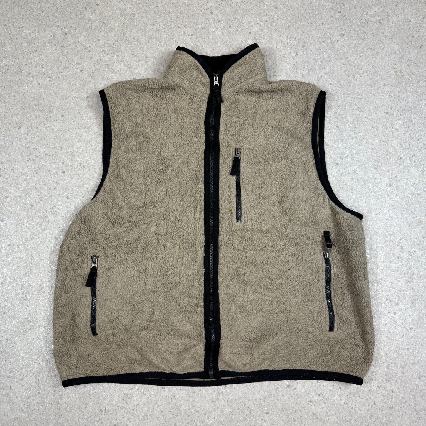 Gap Sherpa Gillet Vest XL Beige Sherpa Lined Warm Zip Pockets