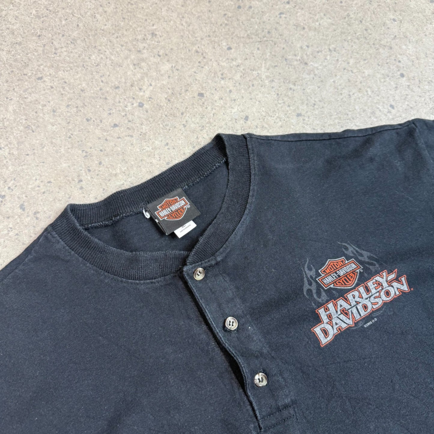 Harley Davidson T Shirt XL Stafford Texas Button Up Black 2009