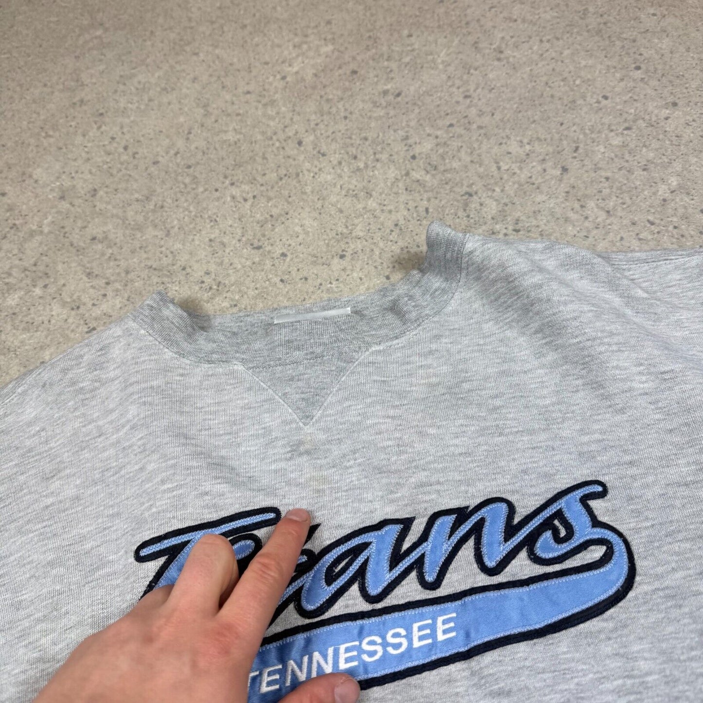Tennessee Titans Sweatshirt XL Grey Puma 90s Sweater Embroidered Relaxed Fit