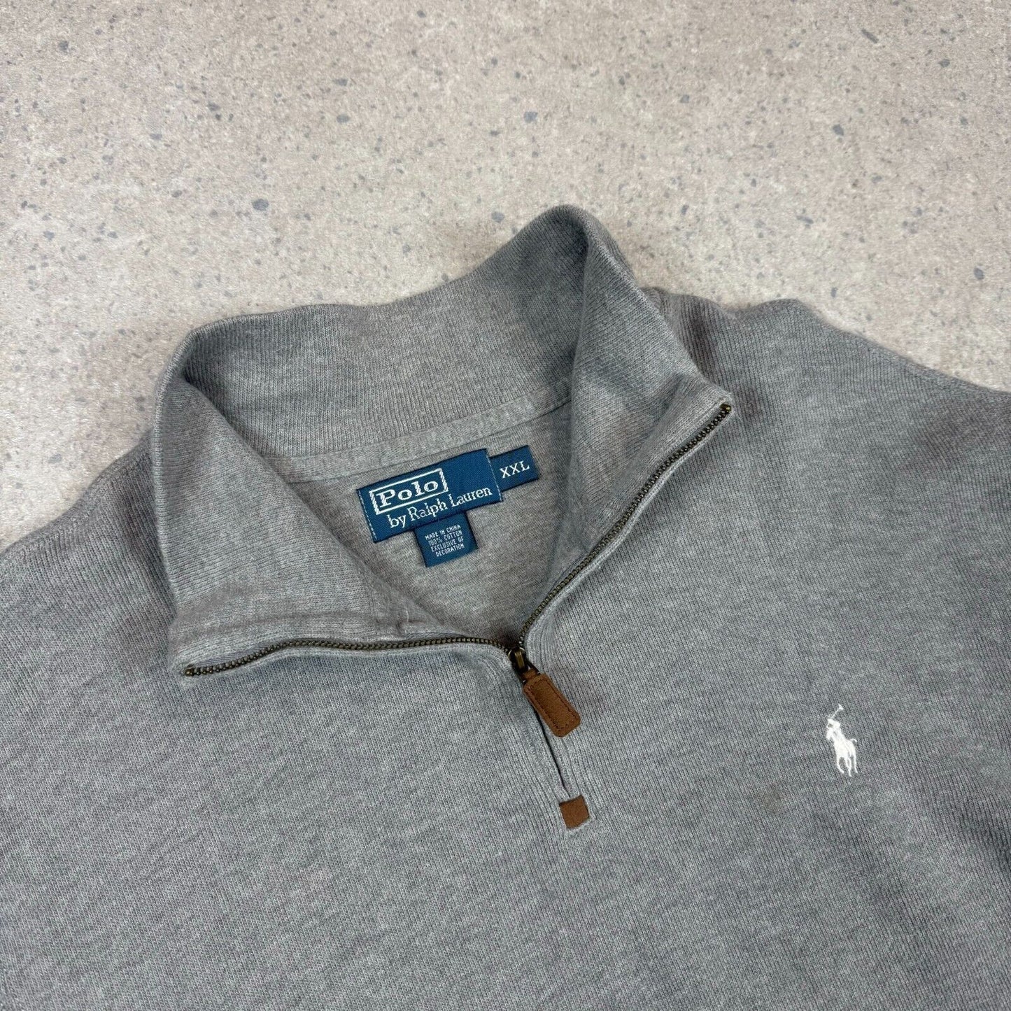 Polo Ralph 1/4 Zip Jumper Grey XL / XXL Cotton 90s