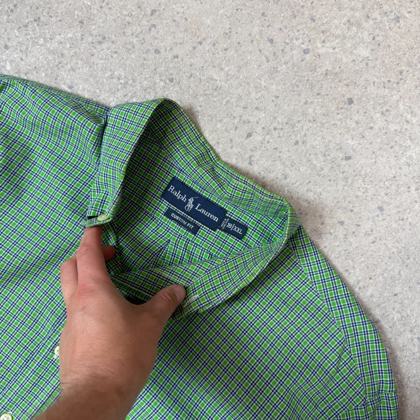 Ralph Lauren Shirt 2XL Check Pattern Green Blue