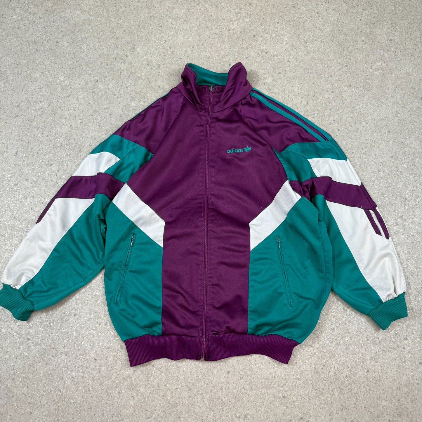 Adidas Track Top 90s Medium Purple / Green Colourway Embroidered Logo