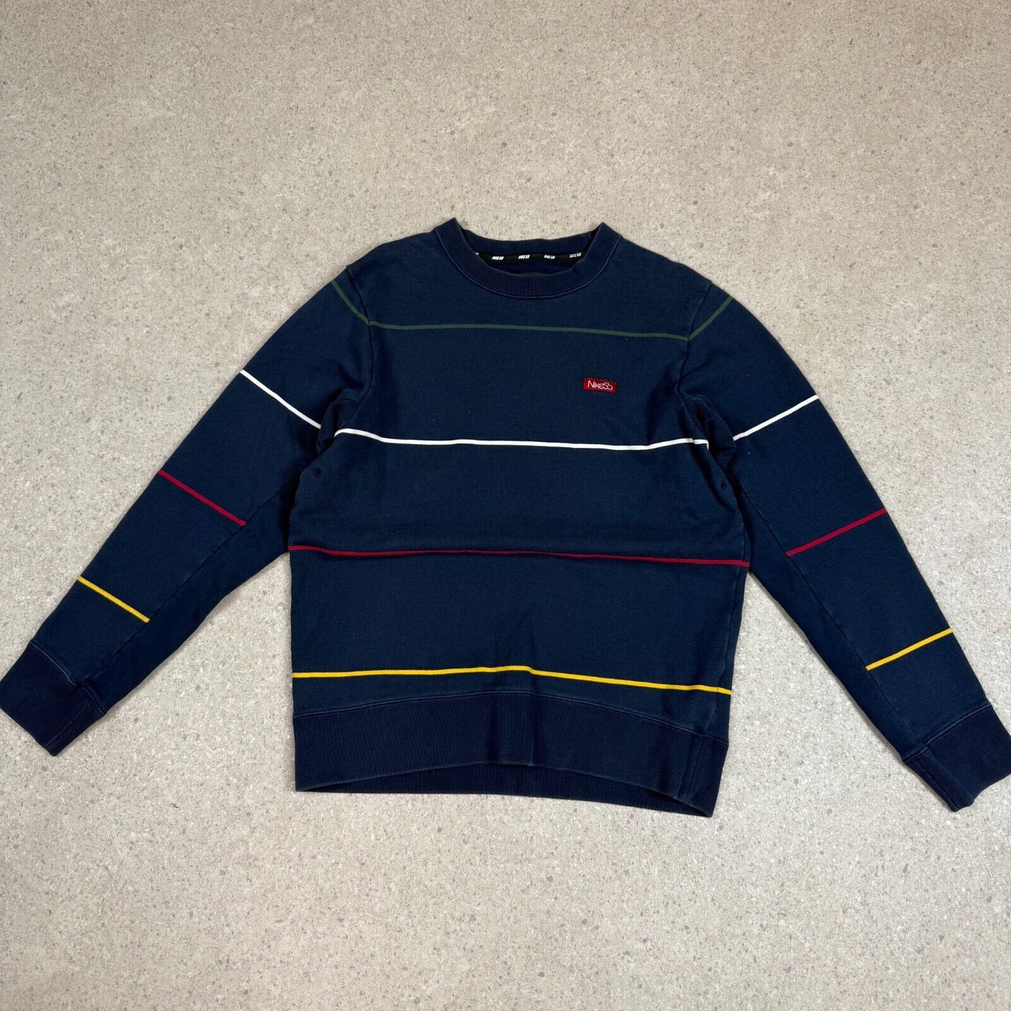 Nike SB Sweatshirt Medium Navy Striped Embroidered Logo