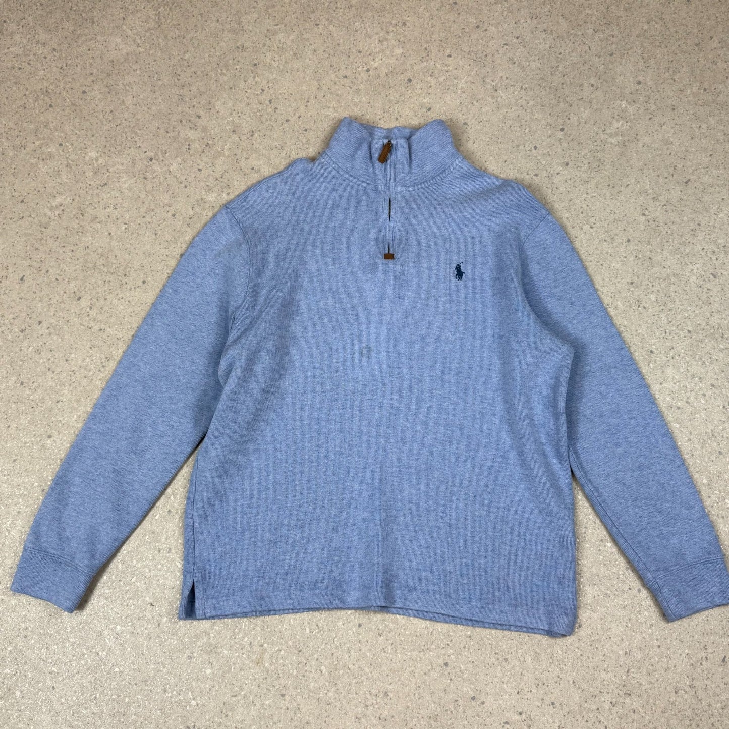 Ralph Lauren 1/4 Zip Jumper Large Baby blue Embroidered Logo