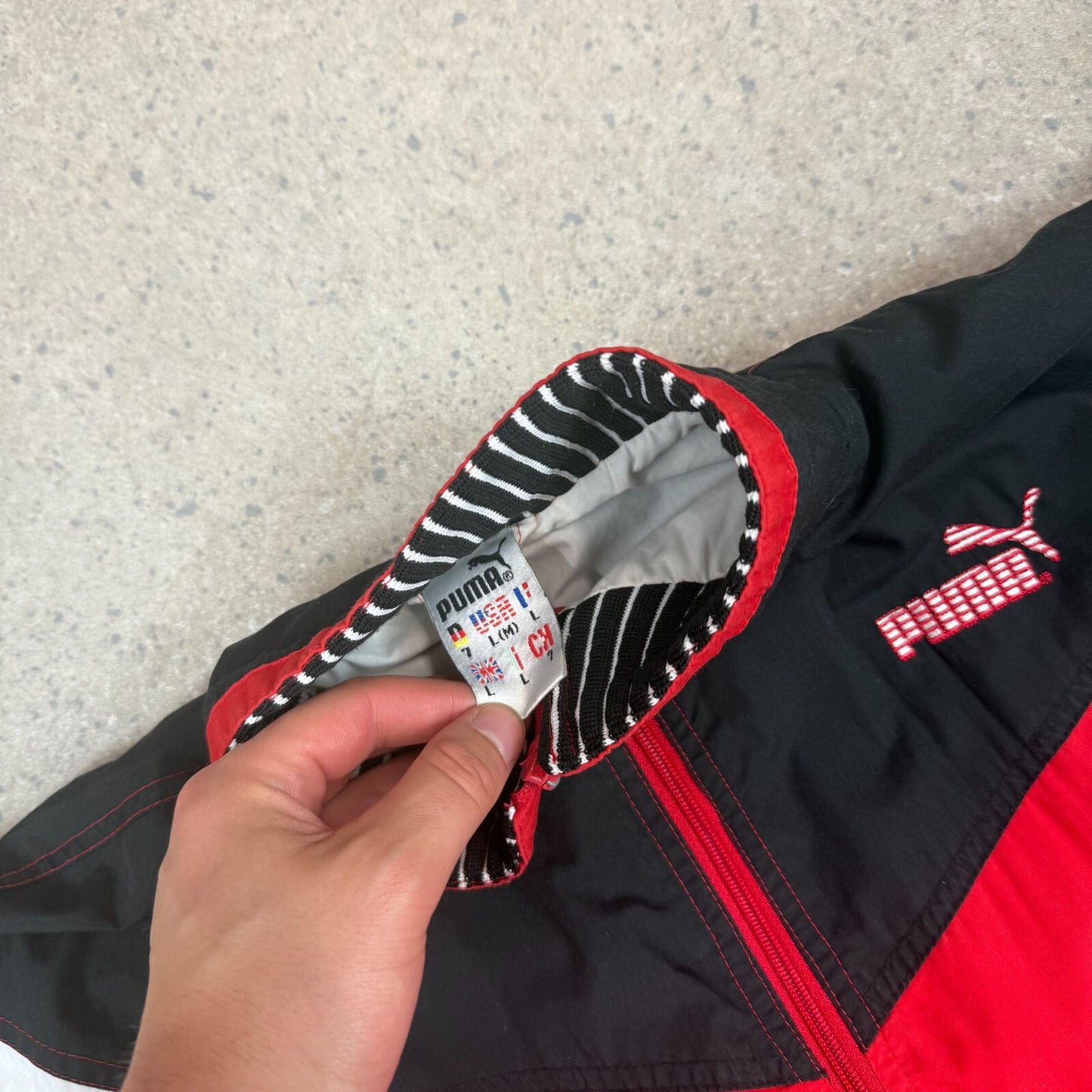Puma Windbreaker Jacket Large Red Black Colourway Y2K Full Zip
