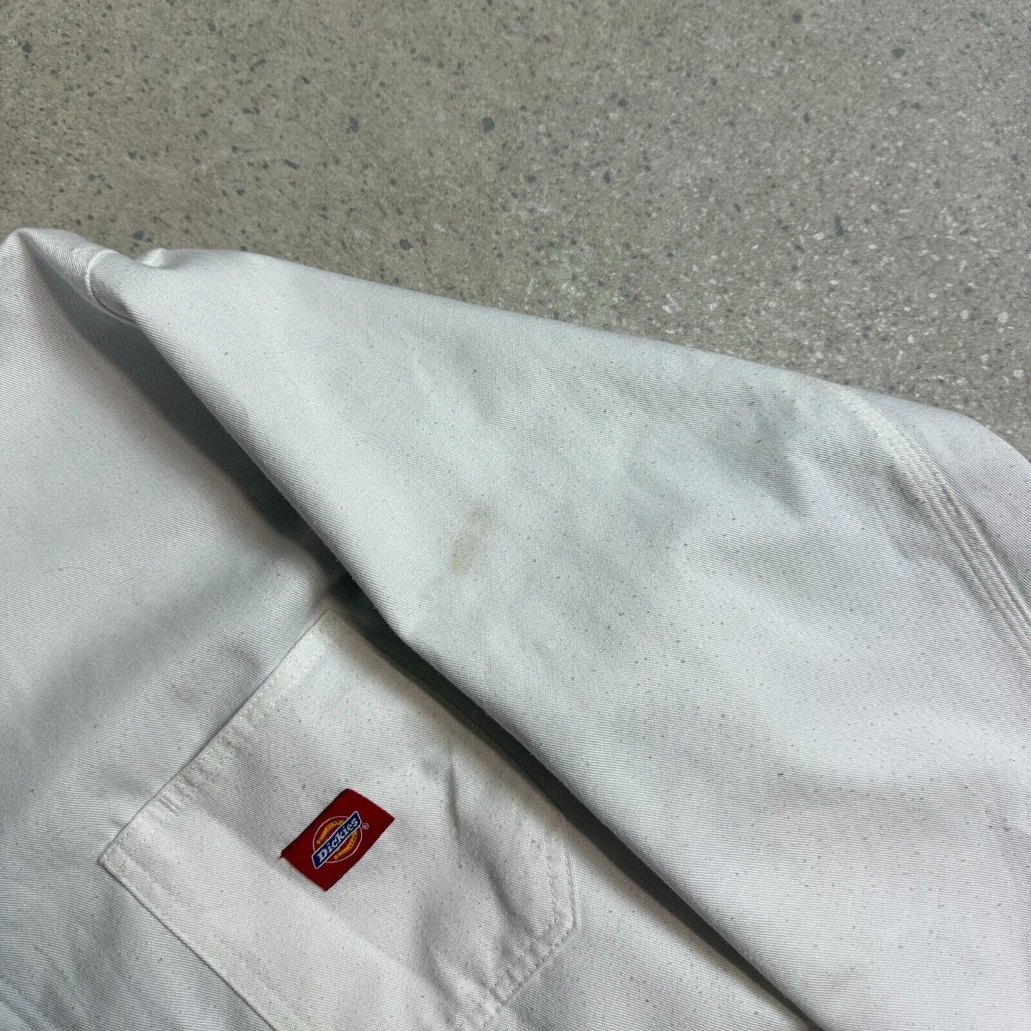Dickies Workwear Jacket XL White Flannel Lined Embroidered Logo Pocket