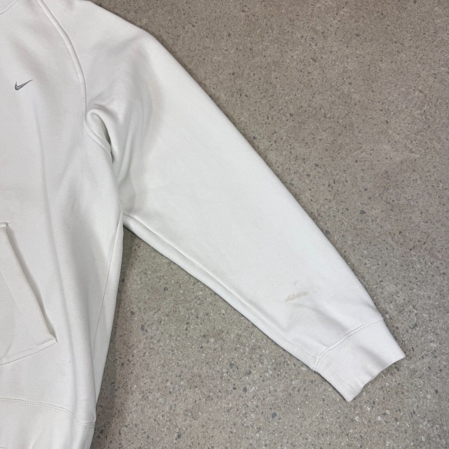 Nike Small Swoosh Hoodie Medium White Embroidered Swoosh Silver Tag Y2K
