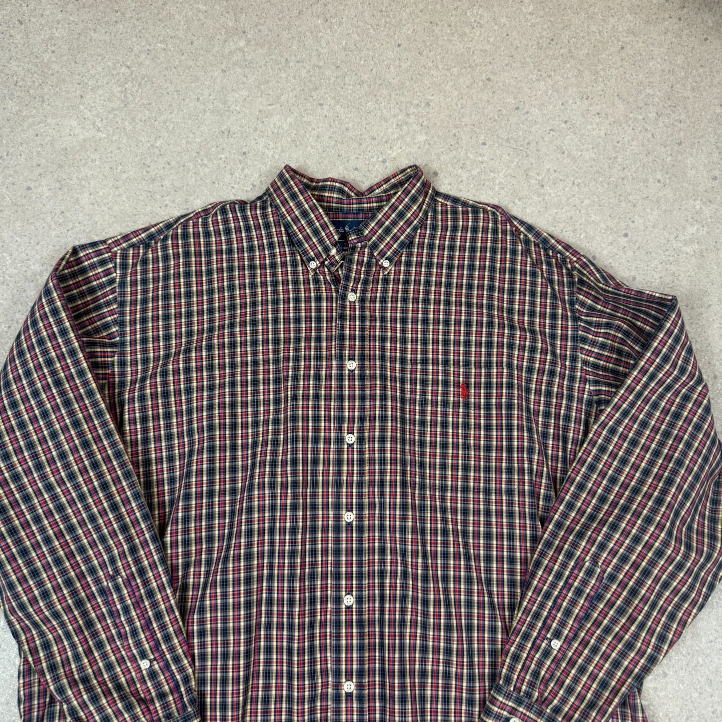 Ralph Lauren Check Shirt 2XL Blake Fit Embroidered Logo Red Navy
