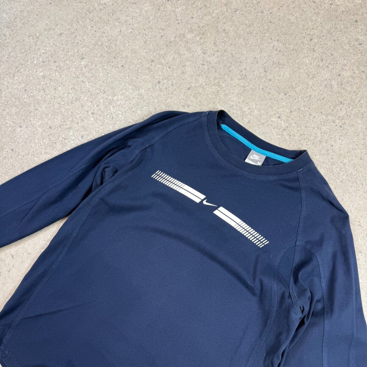 Nike Long Sleeve Medium Navy Colourway Centre Swoosh Logo Y2K Silver Tag