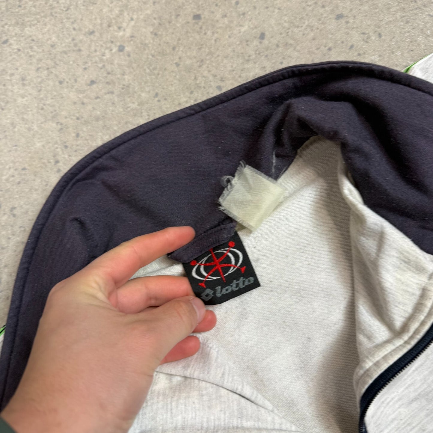 Lotto 1/4 Zip Jumper Large Grey White Multicolor 90s