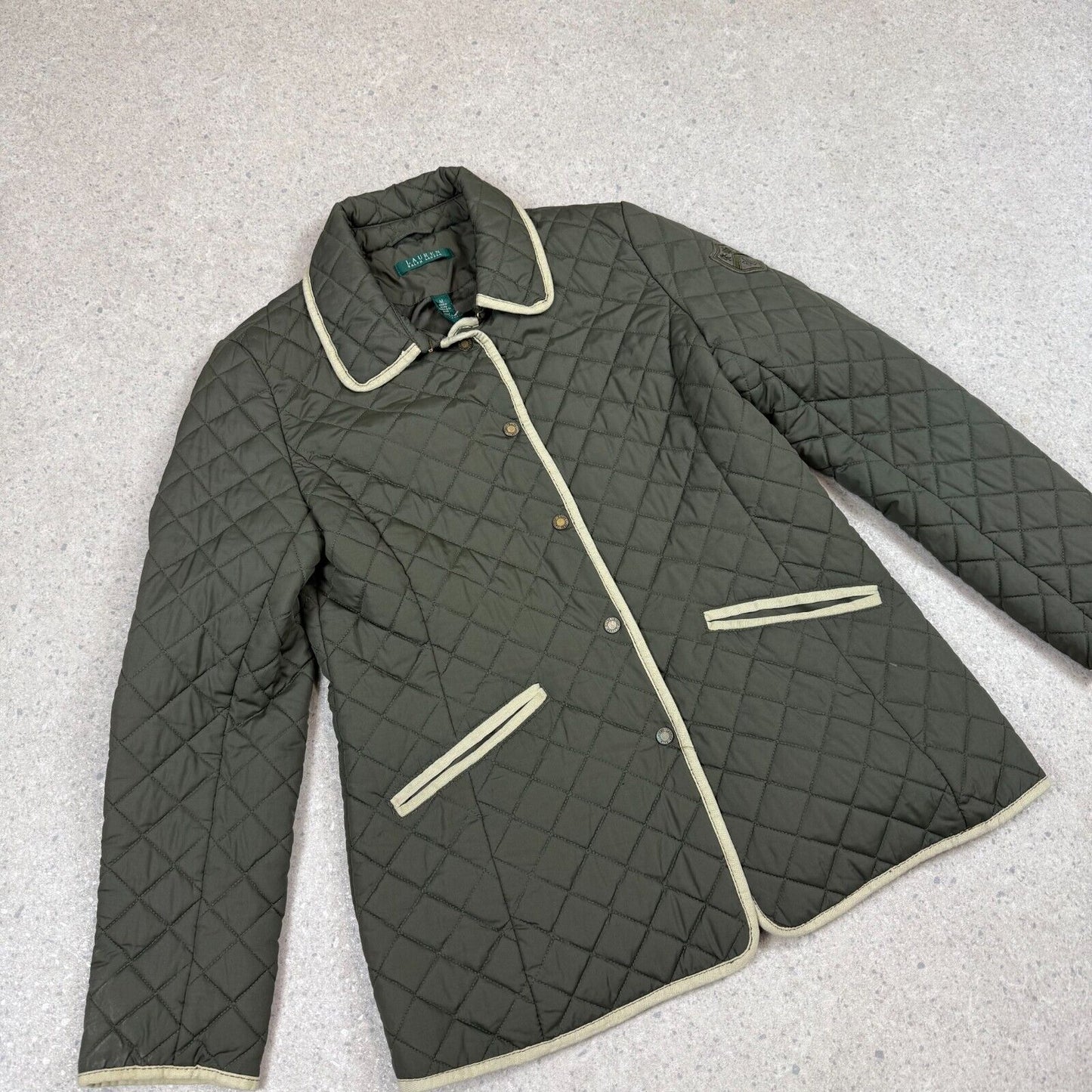 Lauren Ralph Lauren Jacket Women’s Medium Khaki Embroidered logo Vintage