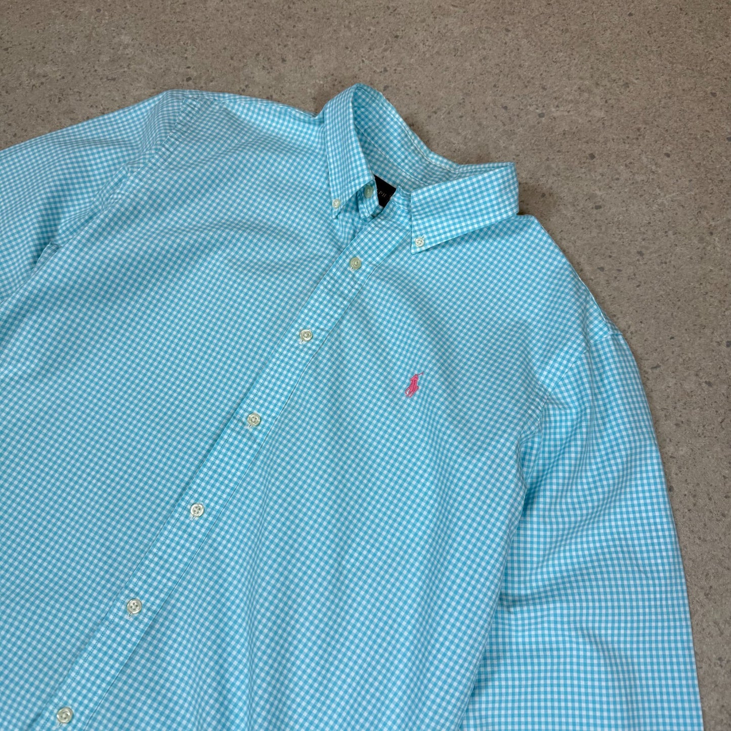 Ralph Lauren Shirt Large Blue Check Shirt Embroidered Logo Long Sleeve