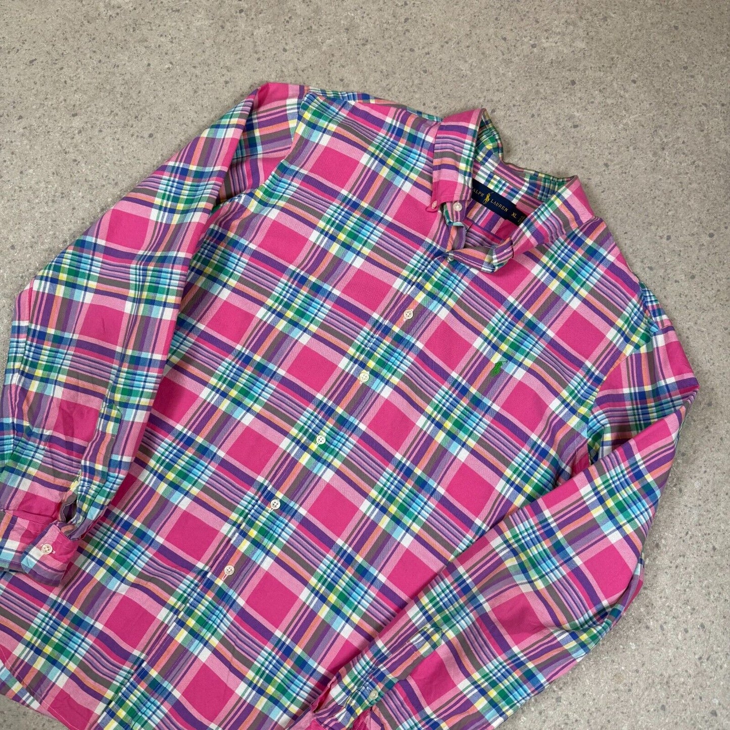 Ralph Lauren Check Shirt XL Pink Colourway Embroidered Logo Button Down