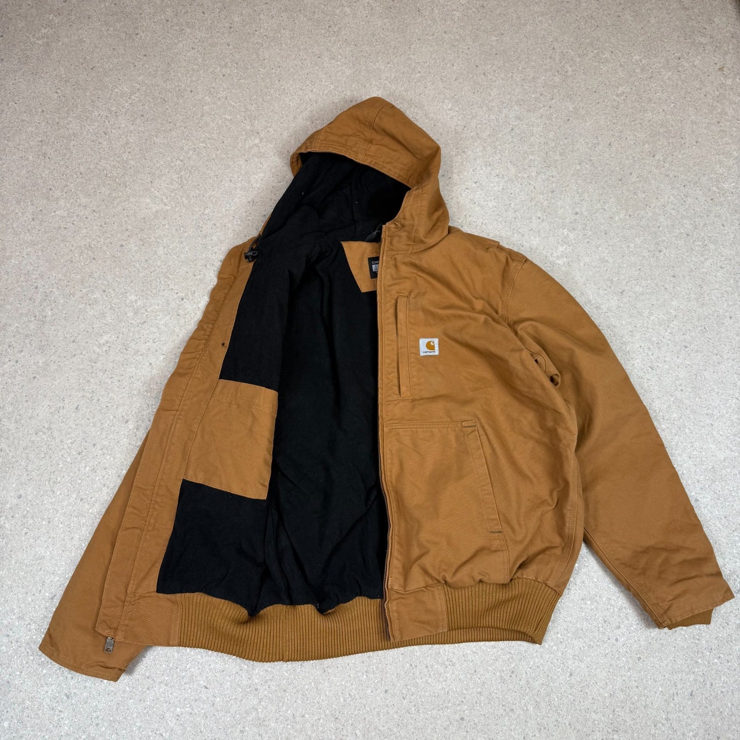 .Carhartt Active Jacket Large Tan Colourway Loose Fit Fleece Lined Hooded