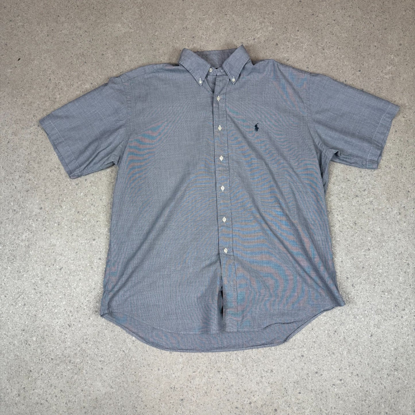 Ralph Lauren Short Sleeve Shirt Large Grey Embroidered Logo Long Sleeve