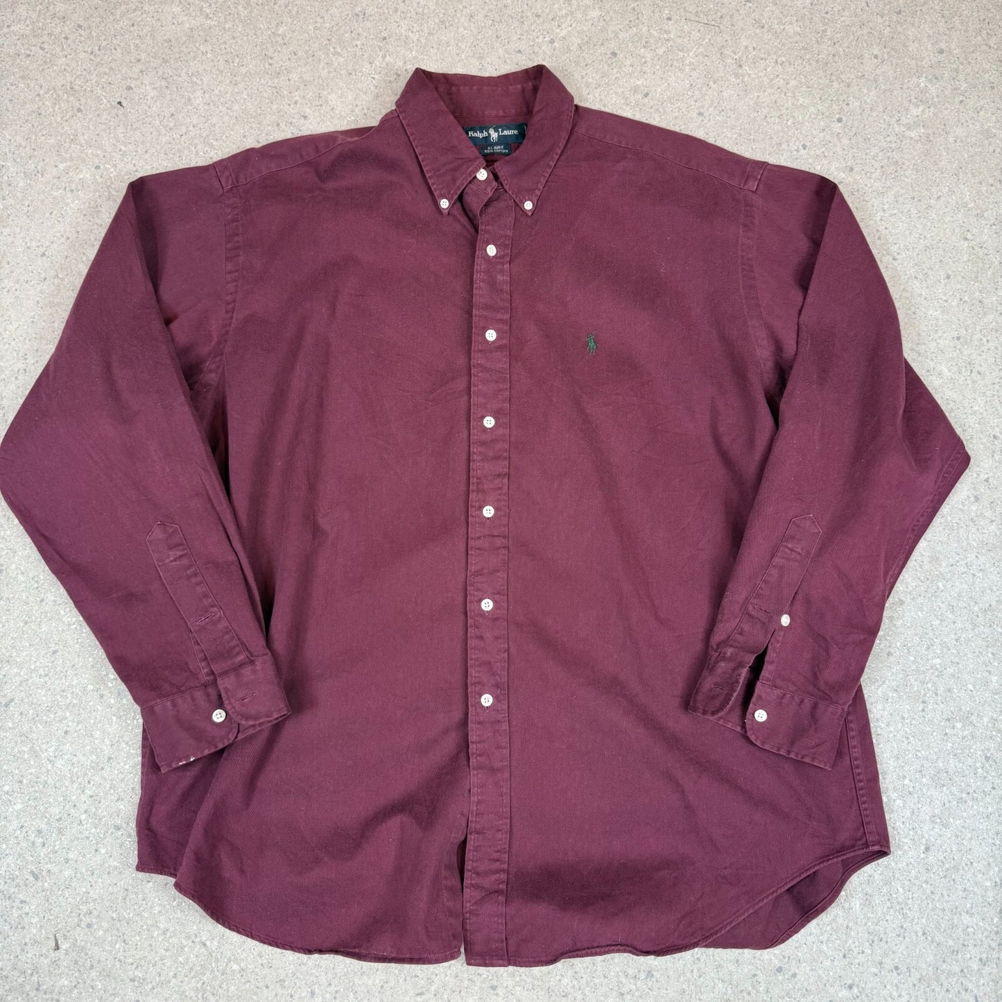 Ralph Lauren Shirt XL Burgundy Colourway Blare Embroidered Logo Cotton