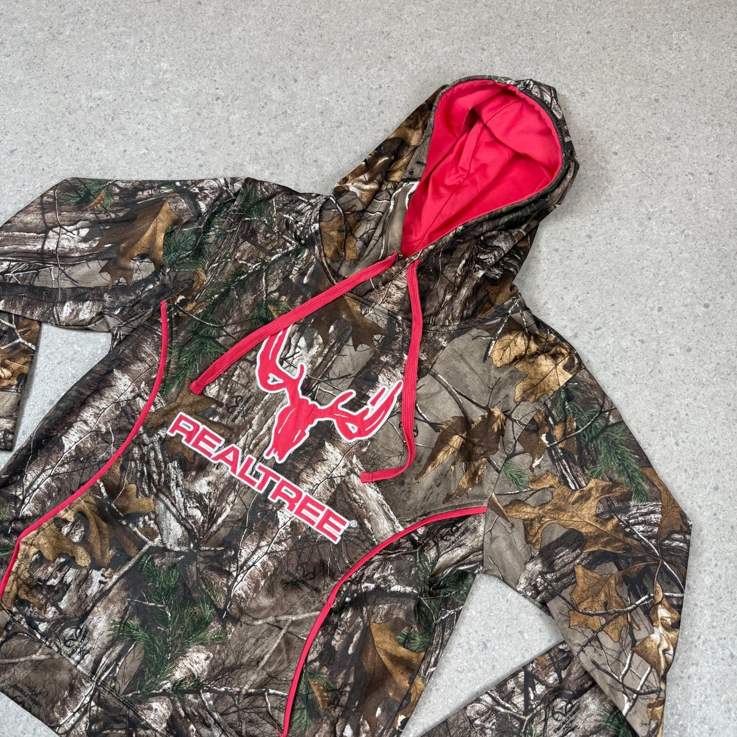 Real Tree Hoodie Small Pink Logo Lined Hooded