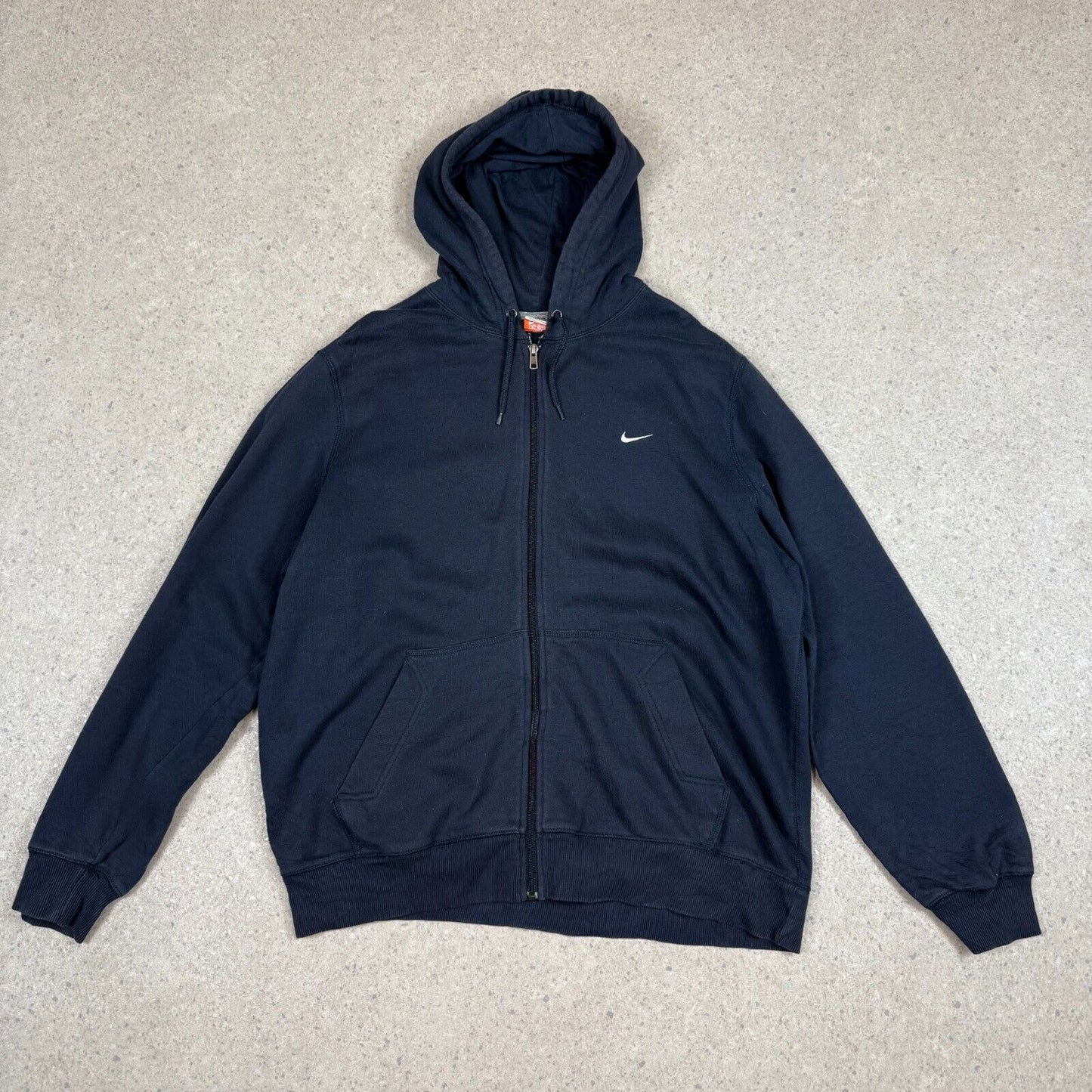 Nike Zip Up Hoodie XL Navy Athletic Y2K Embroidered Swoosh Hooded Pocket