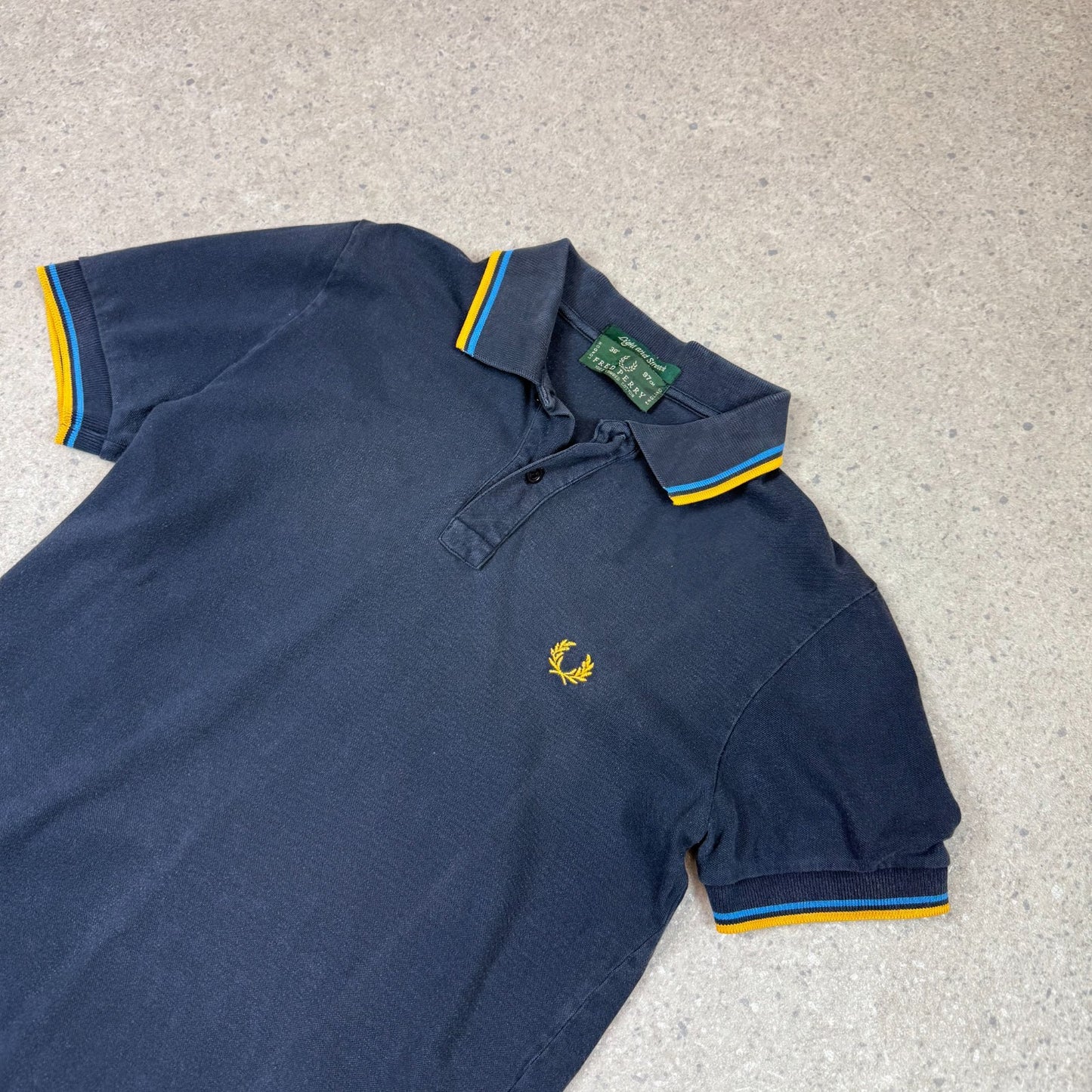 Fred Perry Polo Small Navy Colourway Embroidered Logo Blue Orange