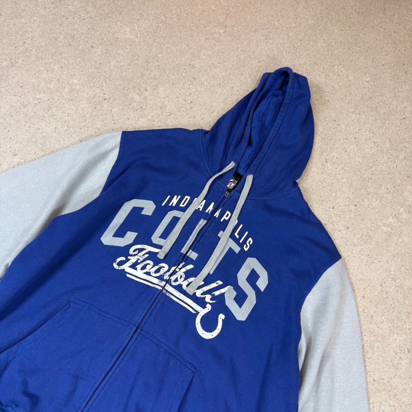 NFL Colts Zip Up Hoodie 2XL Blue Hooded Pocket Y2K