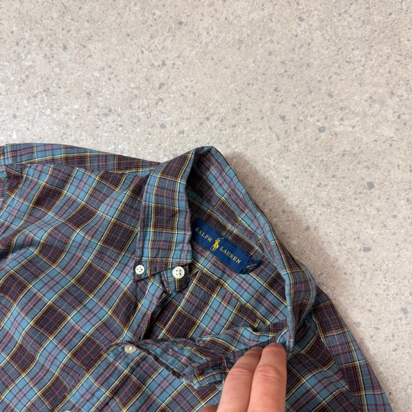 Ralph Lauren Check Shirt Medium Blue / Brown Colourway Embroidered Logo