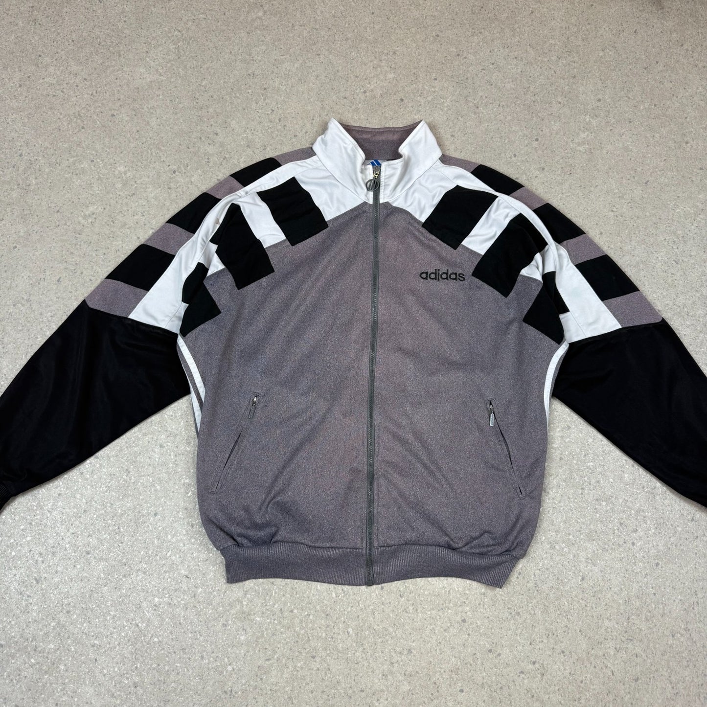 Adidas Track Top Large 90s White Grey Colourway Embroidered Logo