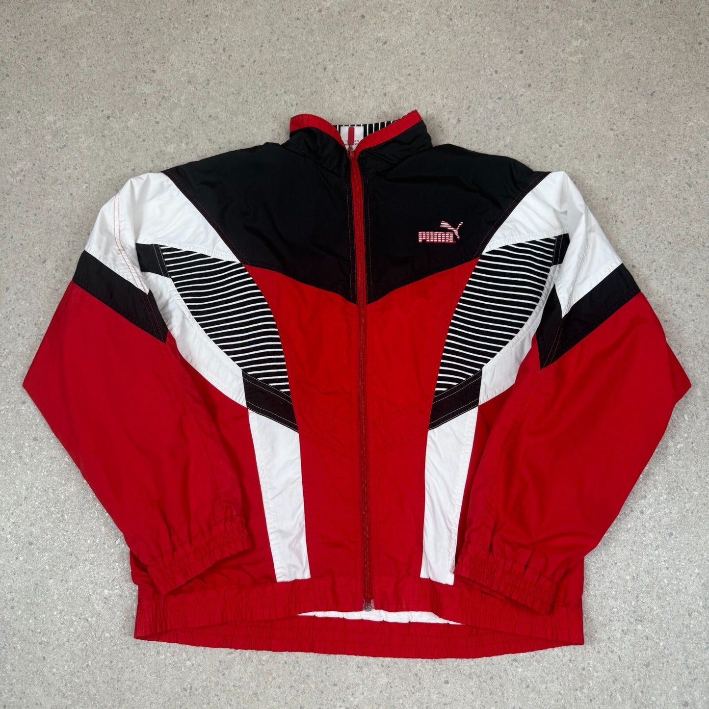 Puma Windbreaker Jacket Large Red Black Colourway Y2K Full Zip