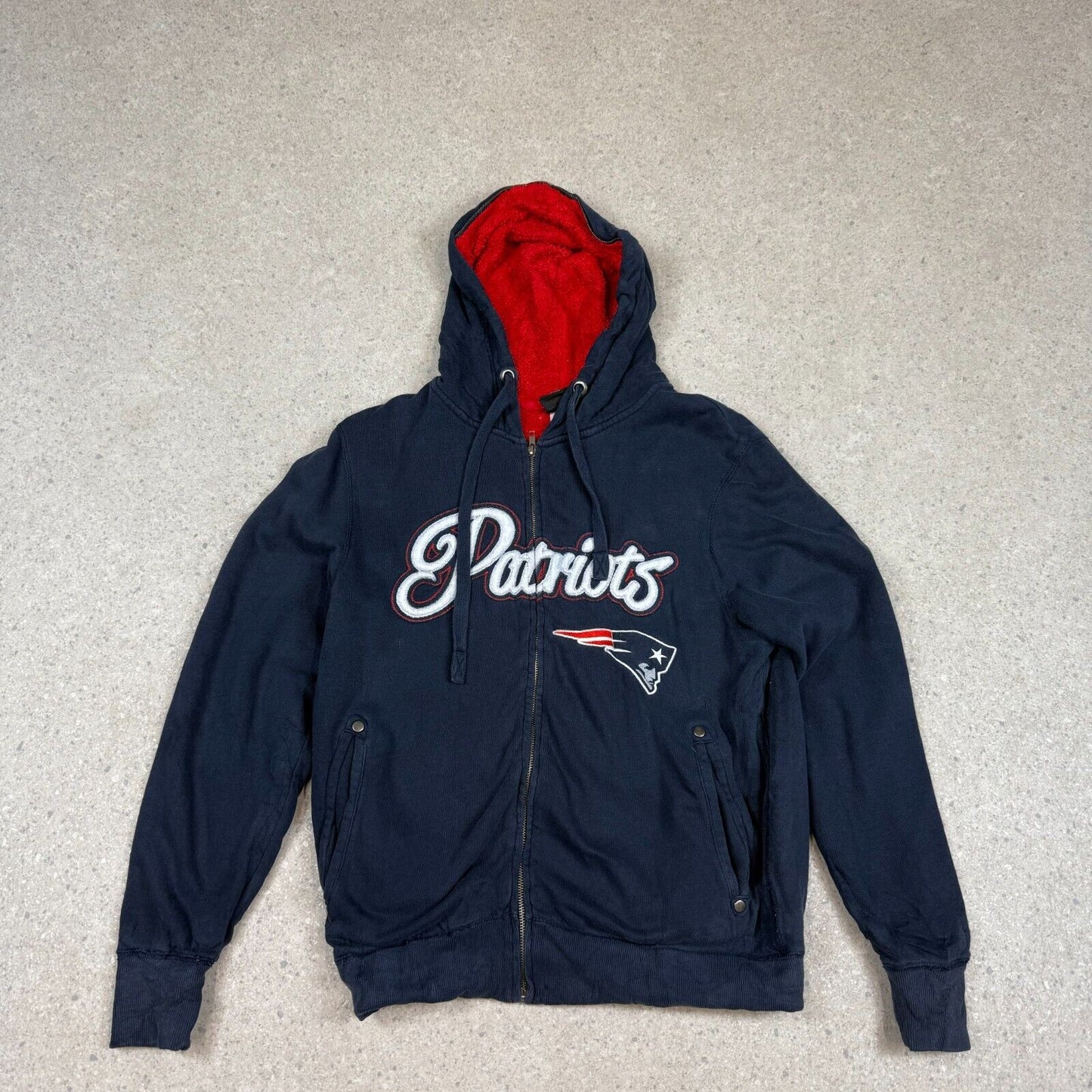 New England Patriots NFL Hoodie Small Sherpa Lined Hooded Embroidered Patriotic