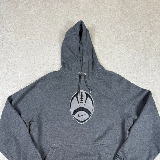 Nike Hoodie Large Charcoal Grey American Football Y2K