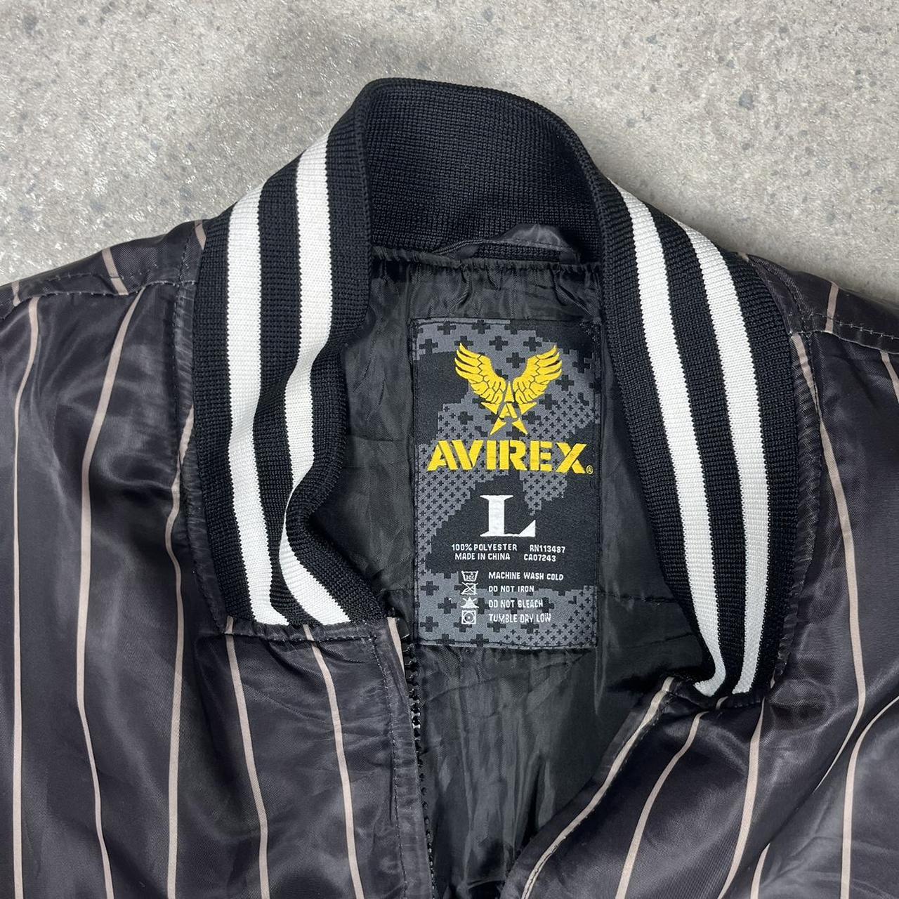 AVIREX black and white pinstripe bomber jacket L