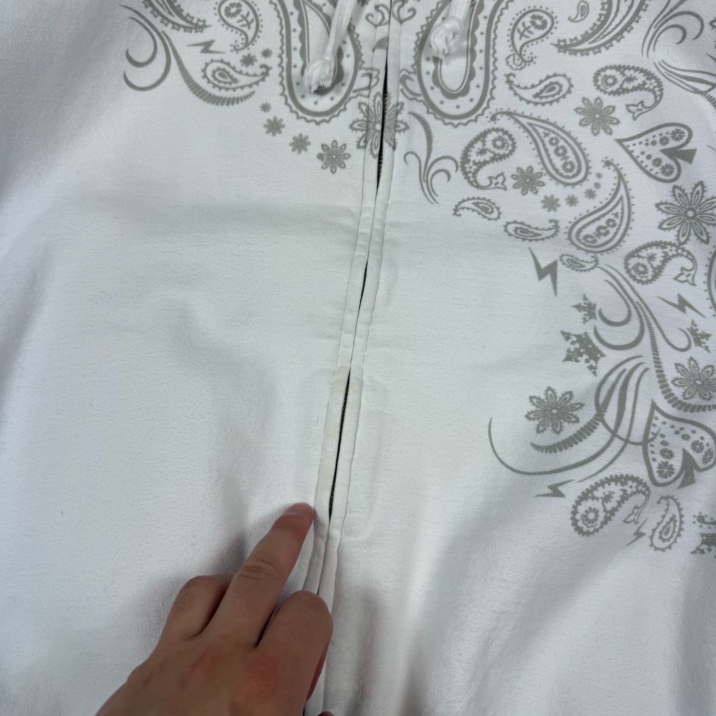 Dickies Zip Up Hoodie Large White Y2K Hooded