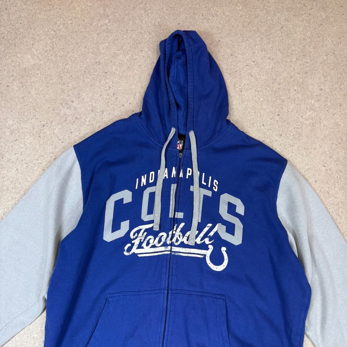 NFL Colts Zip Up Hoodie 2XL Blue Hooded Pocket Y2K