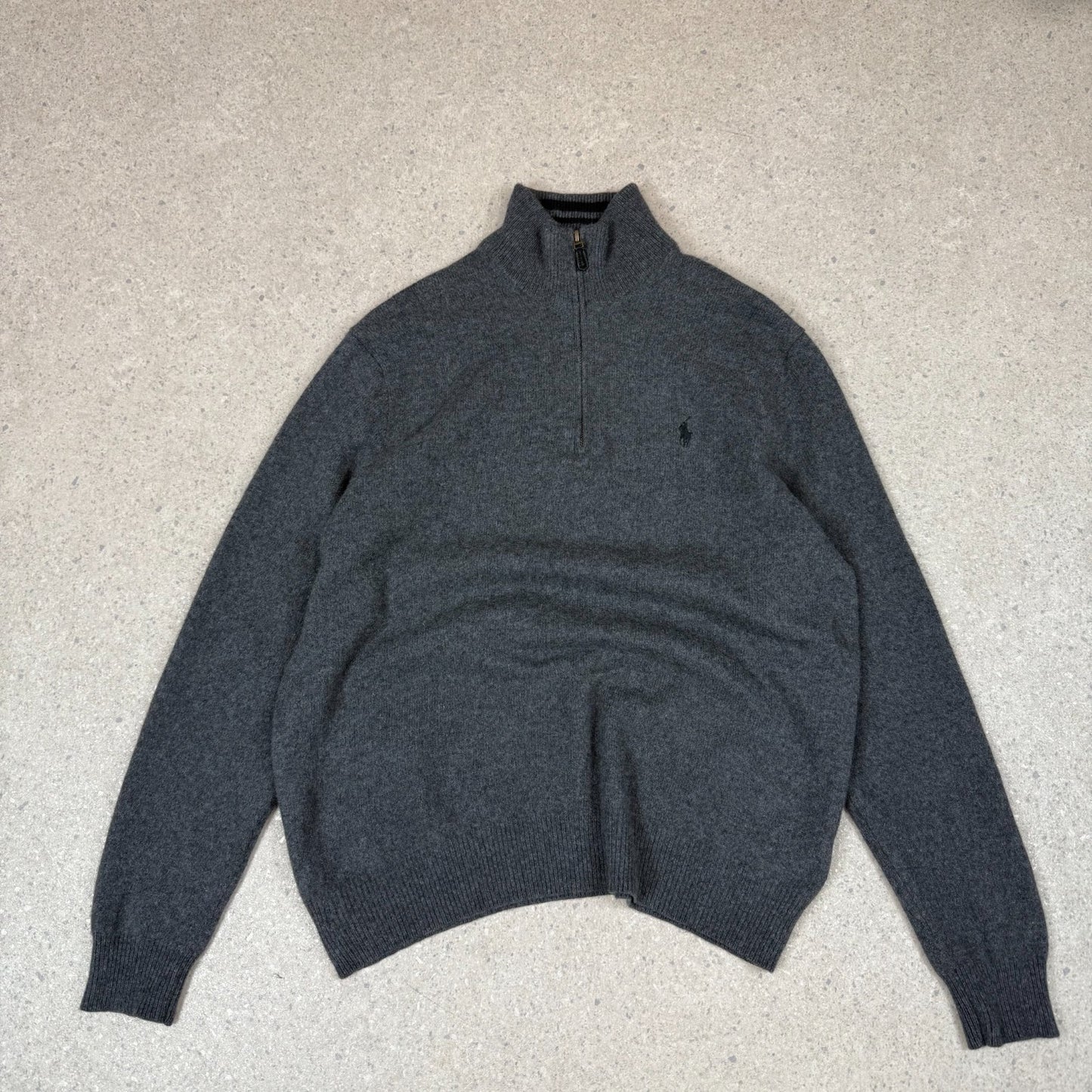 Ralph Lauren 1/4 Zip Jumper Large Grey Colourway Merino Wool Super Soft