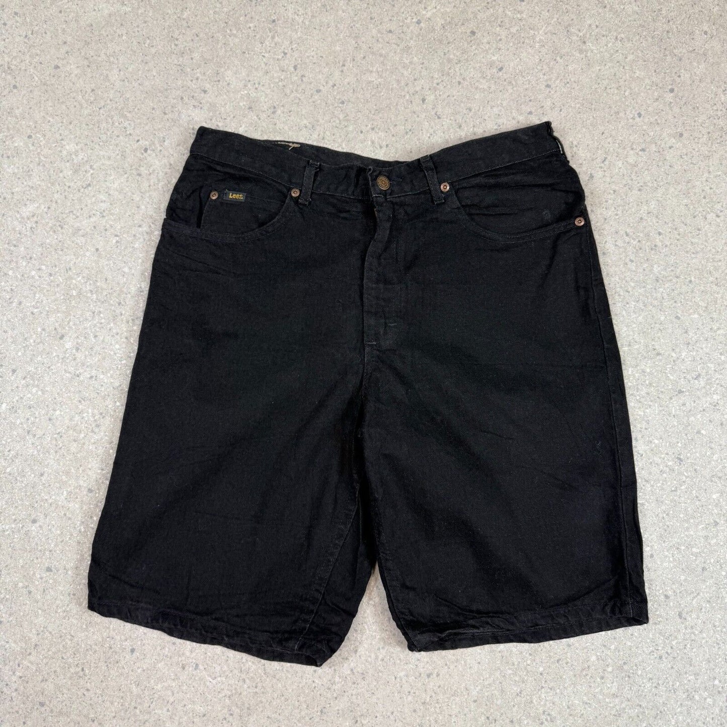 Lee Black Jeans Jorts 34” Black Denim Baggy Fit Summer