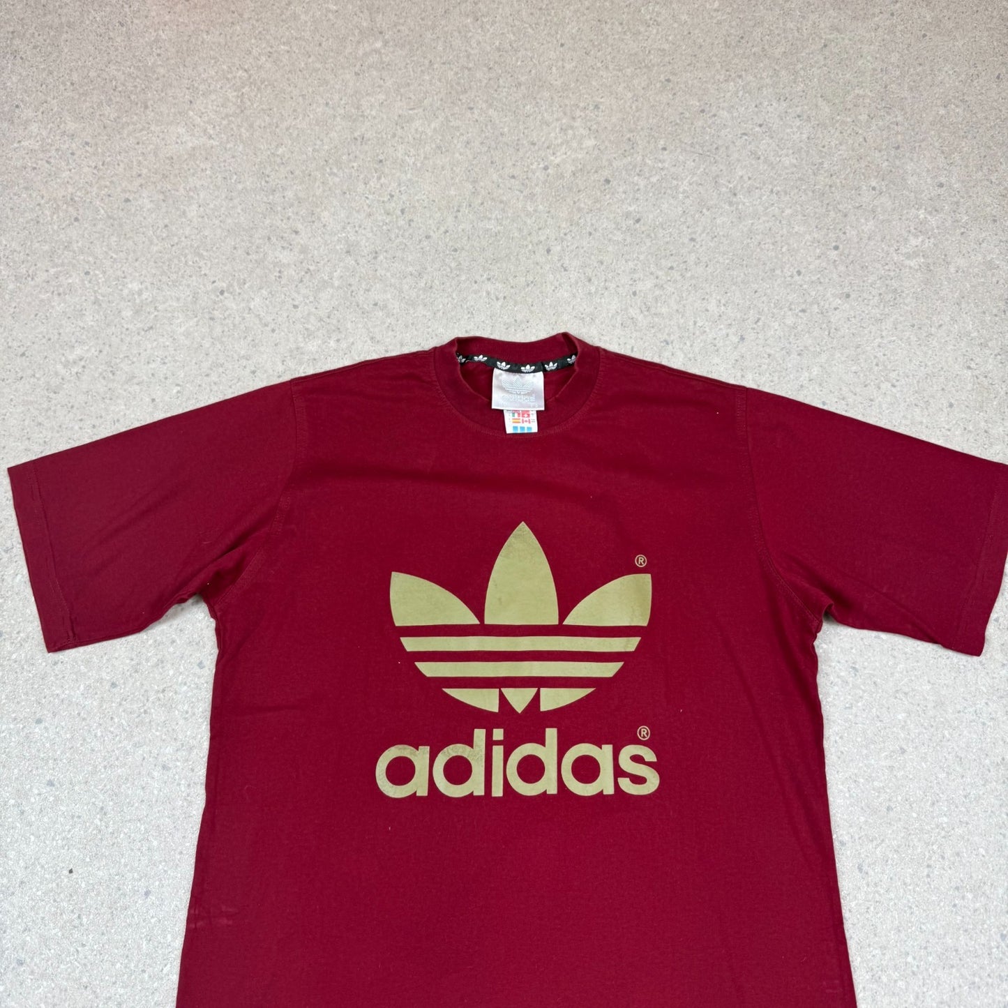 Adidas Burgundy T Shirt Large 90s Short Sleeve