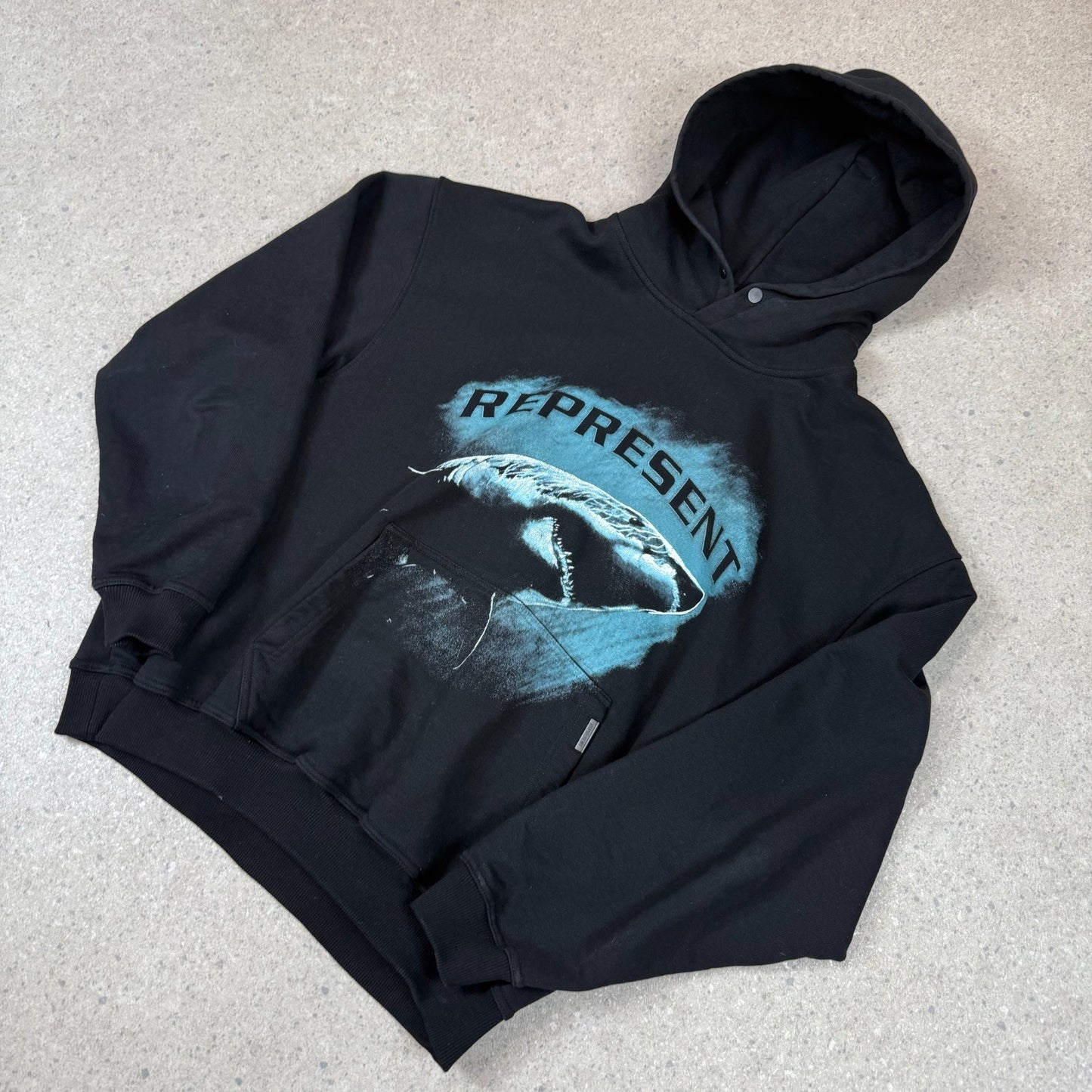 Represent Shark Hoodie Large Shark Relaxed Fit Heavyweight Hooded