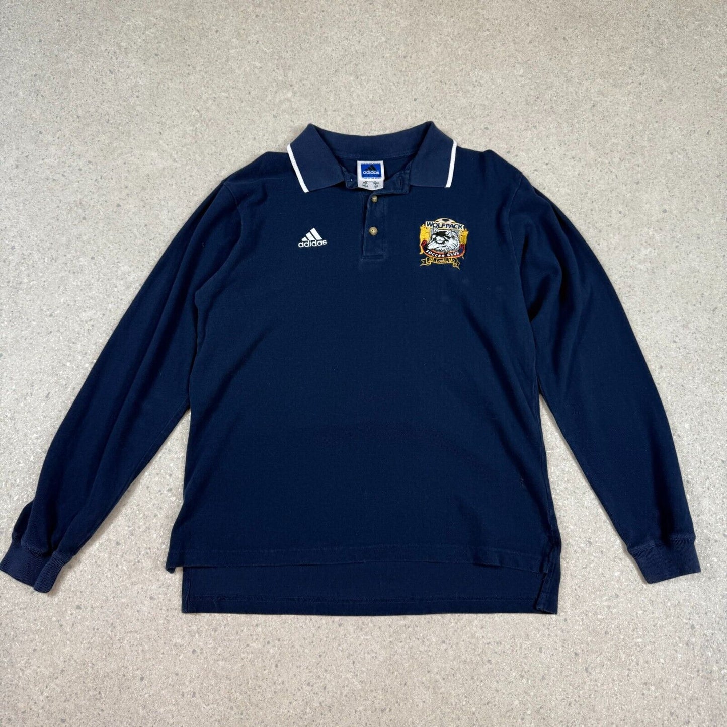Adidas Wolfpack Soccer Long Sleeve Polo Medium Navy