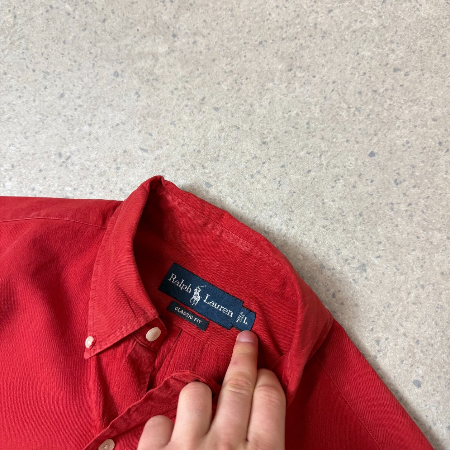Ralph Shirt Large Red Colourway Thick Cotton Button Down Long Sleeve