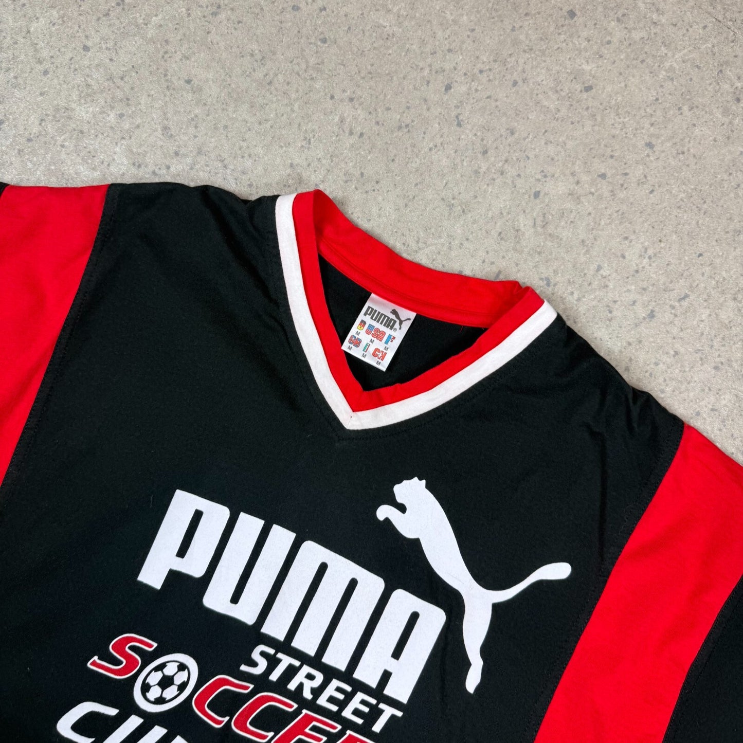 Puma Soccer Street T Shirt Large Black Red 1998 Vintage