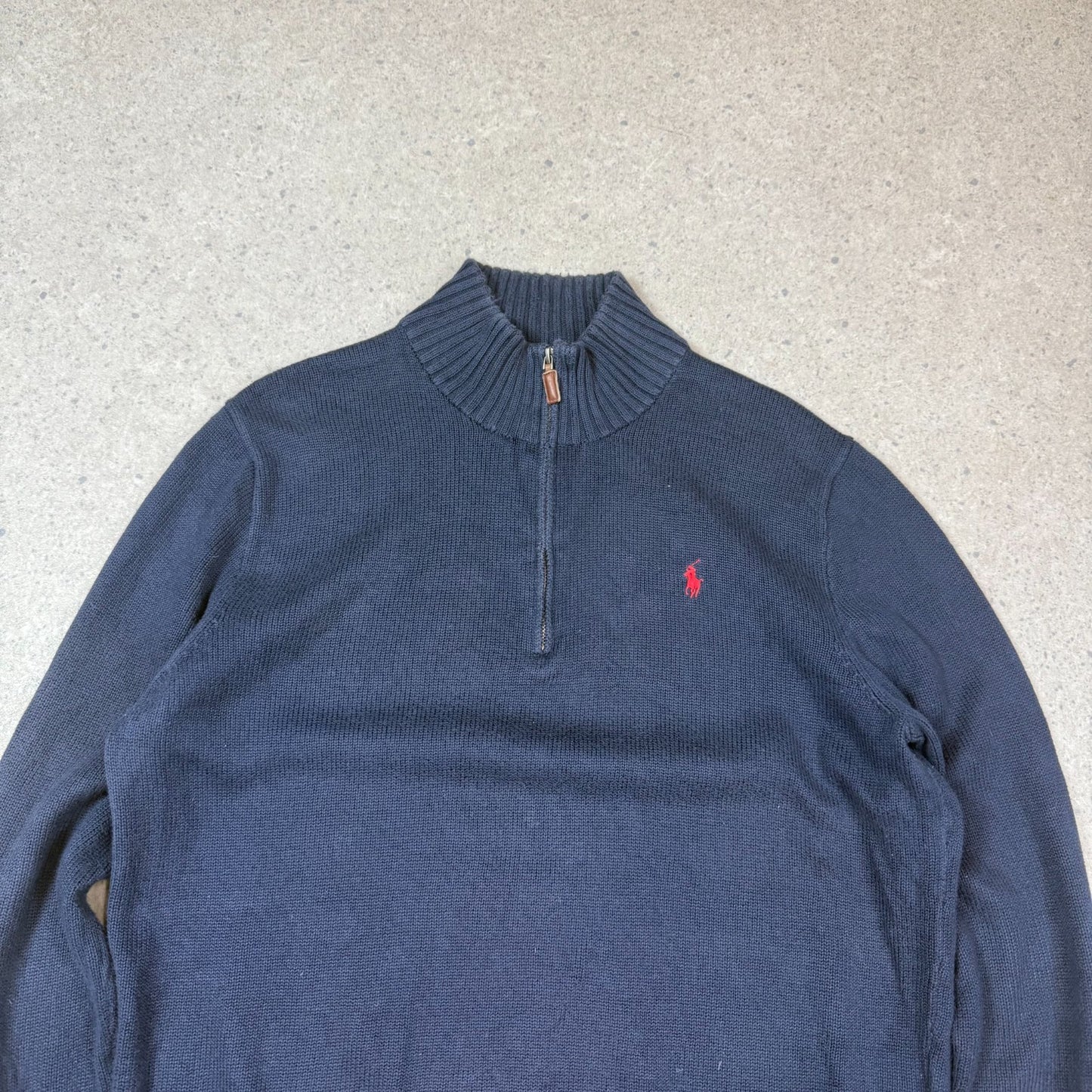 Ralph Lauren 1/4 Zip Jumper Large Navy Colourway Embroidered Logo