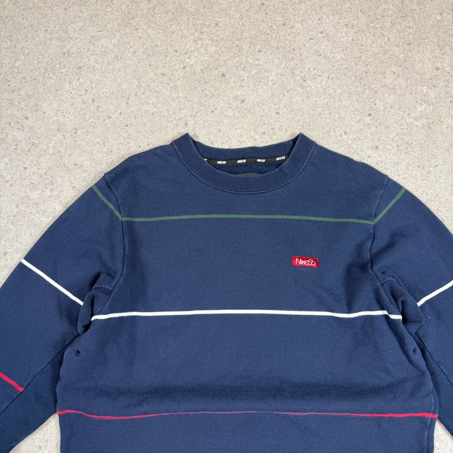Nike SB Sweatshirt Medium Navy Striped Embroidered Logo