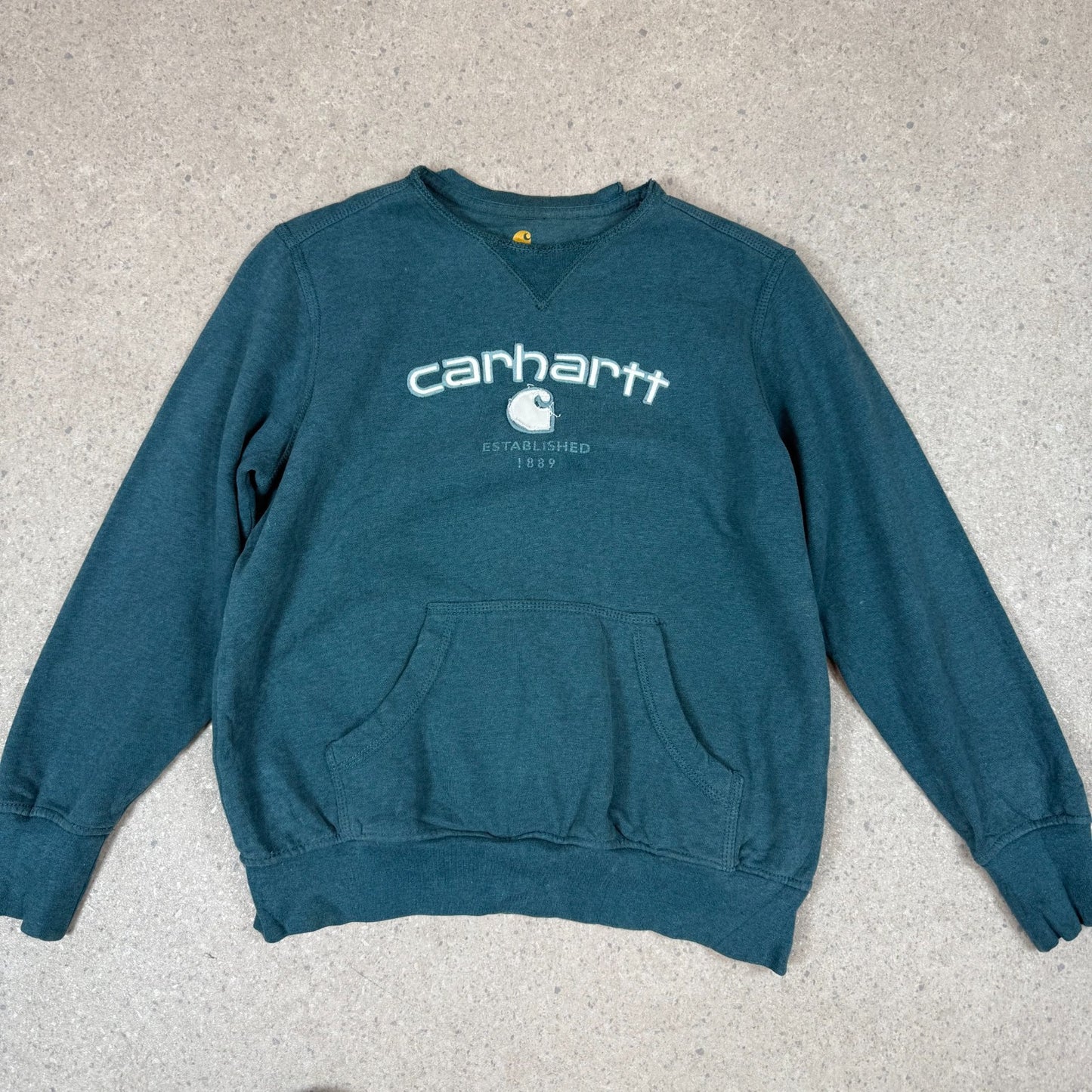 Carhartt Sweatshirt Small Full Embroidered Spellout Blue Colourway