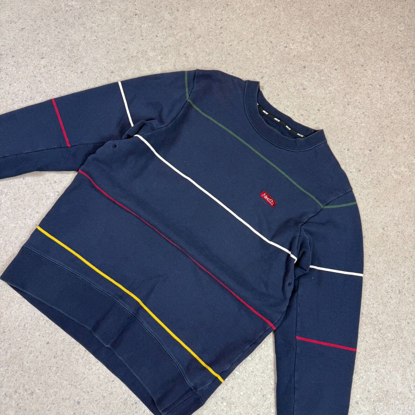 Nike SB Sweatshirt Medium Navy Striped Embroidered Logo