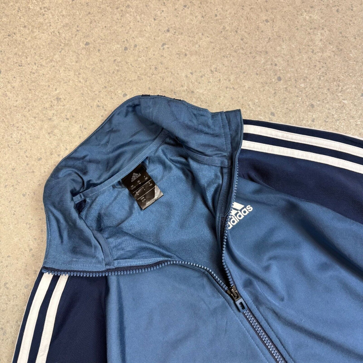 Adidas Track Top Jacket Medium Blue Navy Y2K Zip Up Pocket