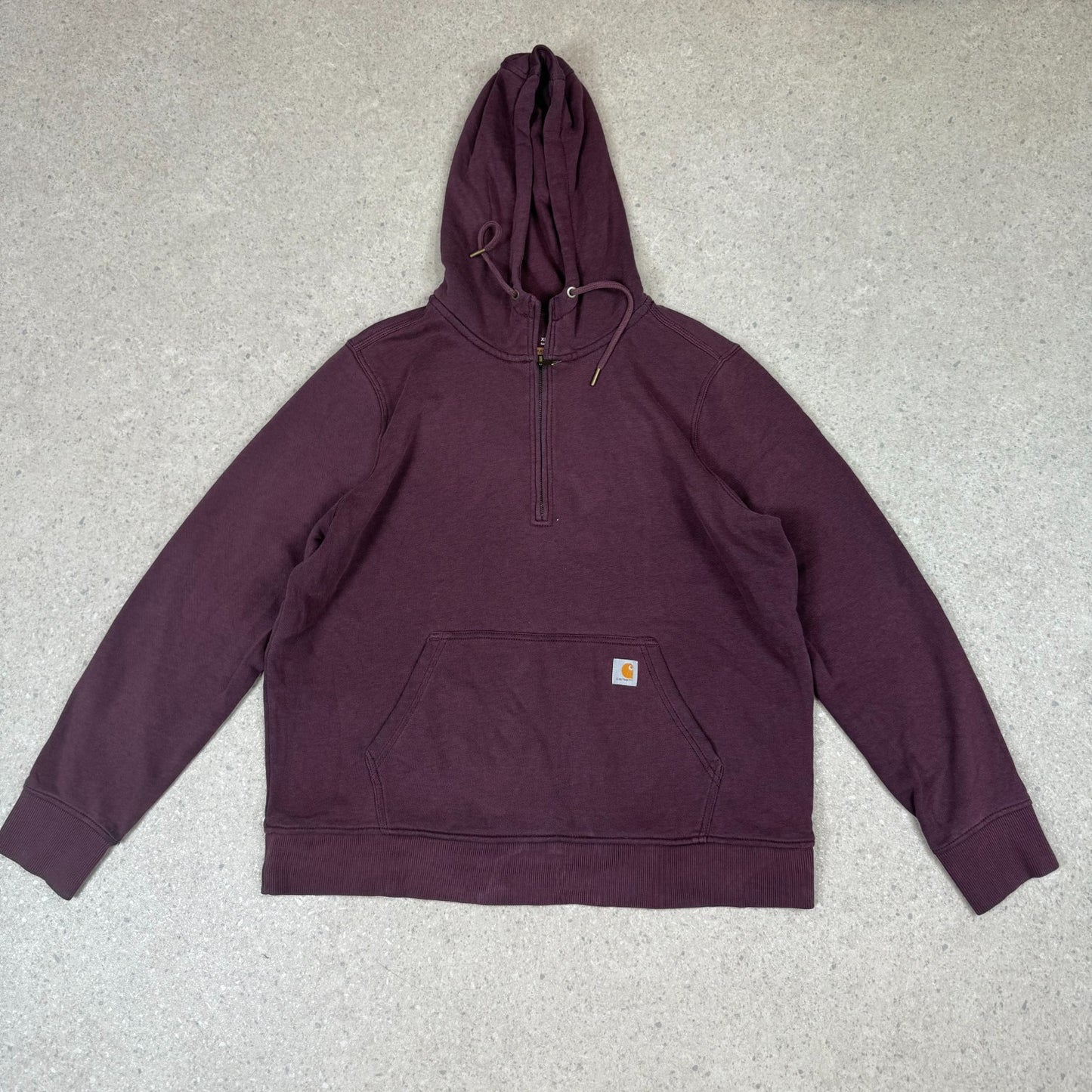 Carhartt 1/4 Zip Hoodie XL Women’s Burgundy Colourway Embroidered Logo Hooded