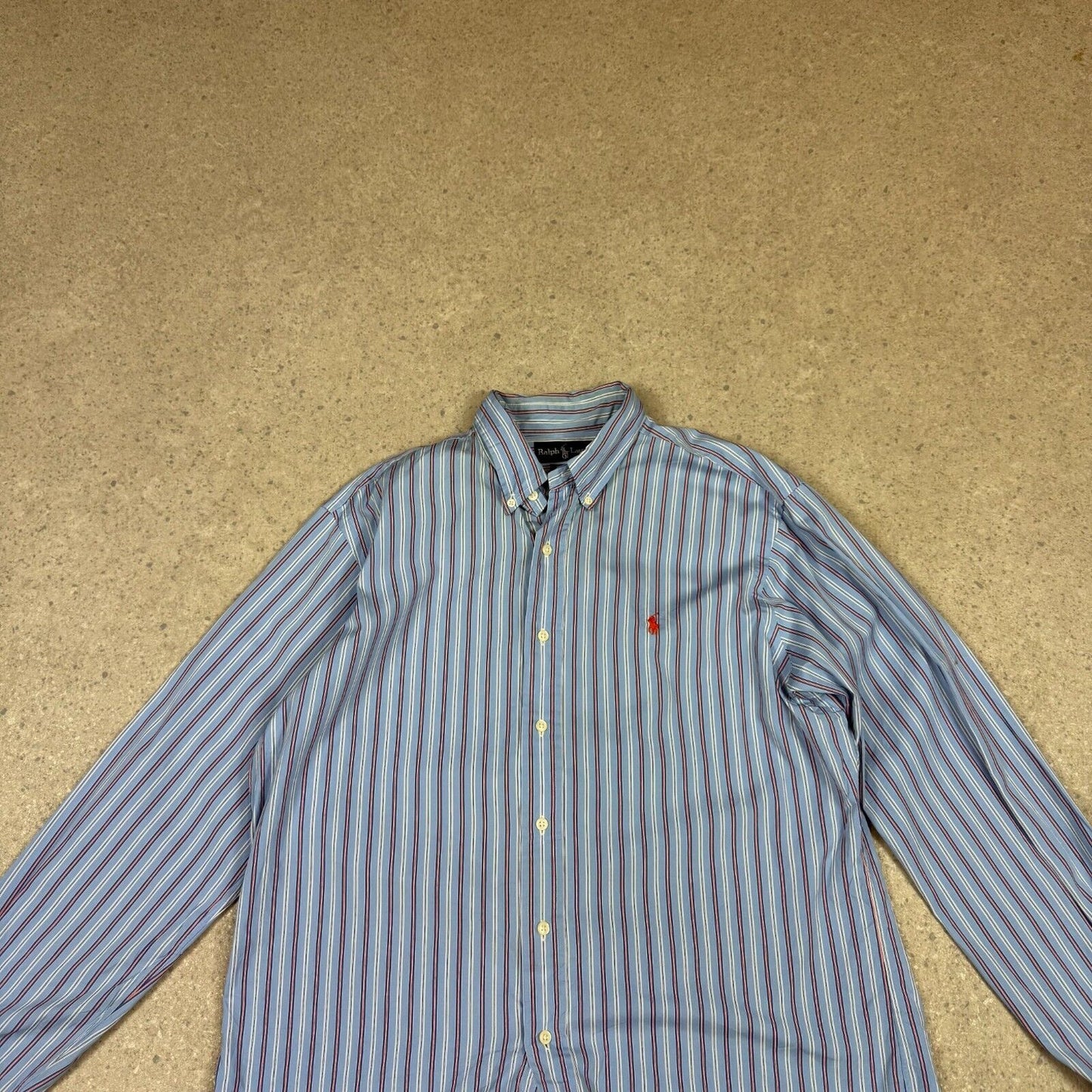 Ralph Lauren Shirt Striped Large Blue Colourway Embroidered Logo Button Down