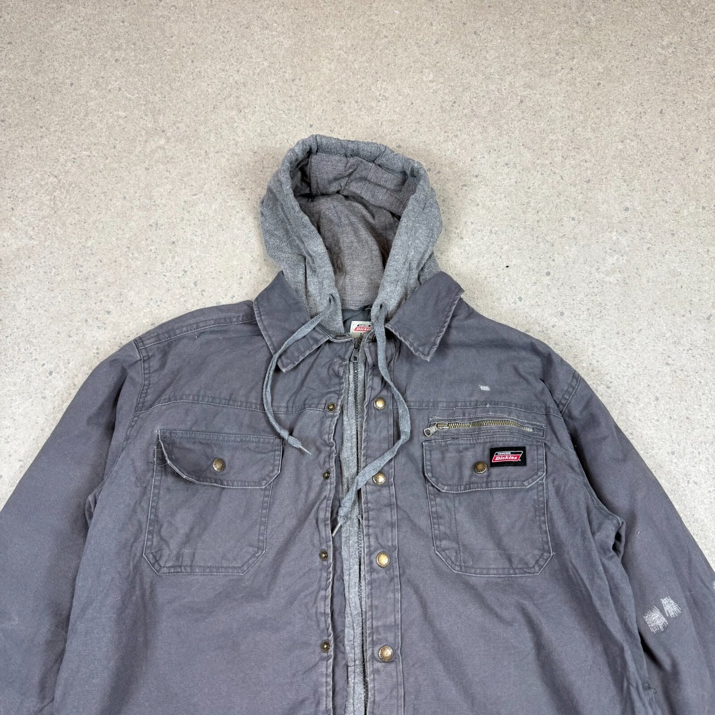 Dickies Hooded Shacket Large Grey Colourway Embroidered Logo Workwear